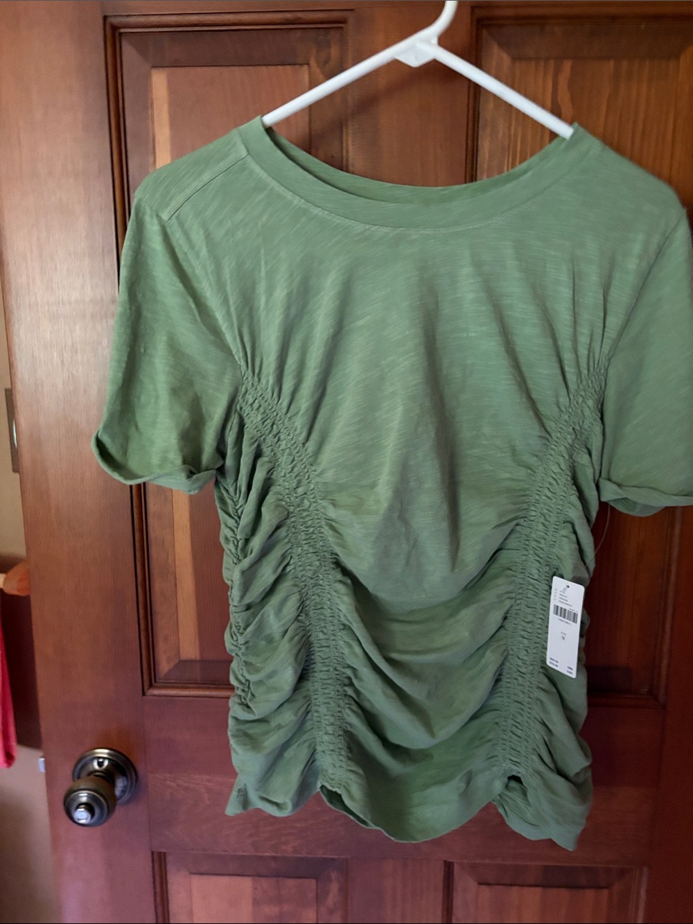 Pilcro Olive Green Ruched Side Tee - Picture 1 of 3